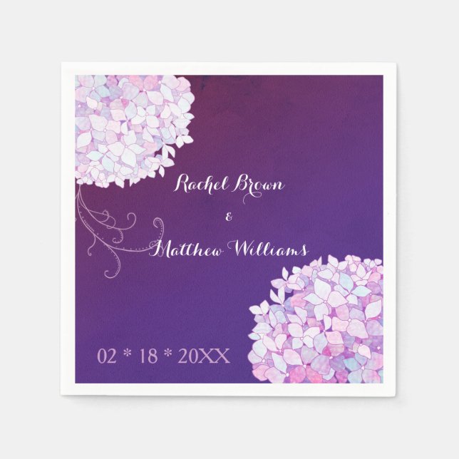 Hydrangea Blooms Plum Wedding Serviette (Vorderseite)