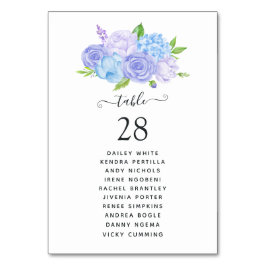 Hydrangea Blue and Light Lavender Wedding Tischnummer