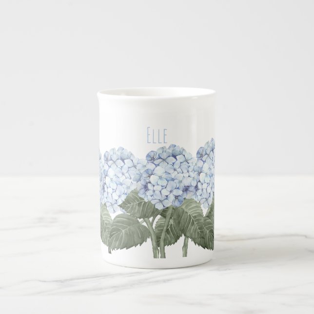 Hydrangea Blue Blume Knochen China Tee Tasse (Vorderseite)