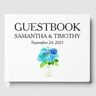 Hydrangea Blue Elegante Hochzeit der Wasserfarben Gästebuch
