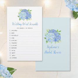 Hydrangea Blue Floral Brautparty Word Game