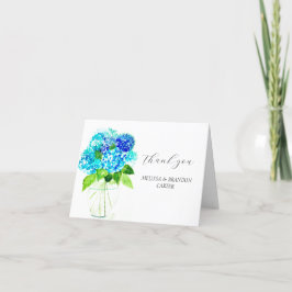 Hydrangea Blue Floral Rustic Wedding Vielen Dank Dankeskarte