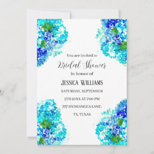 Hydrangea Blue Floral Watercolor Brautparty Einladung