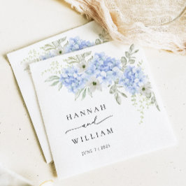 Hydrangea Blue Floral Wedding Paper Napkin Serviette