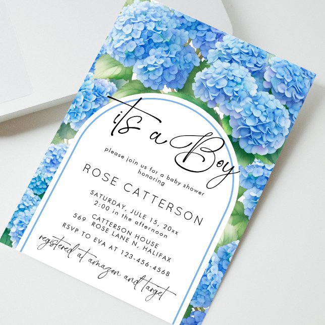 Hydrangea Blue Flowers Es ist eine Baby-Dusche Einladung (Von Creator hochgeladen)