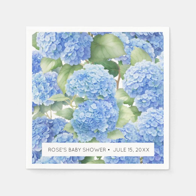 Hydrangea Blue Flowers Es ist eine Baby-Dusche Serviette (Vorderseite)