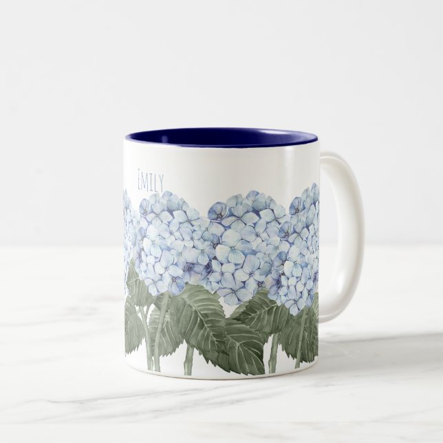 Hydrangea Blue Flowers Kontrast Tasse (VorderseiteRechts)
