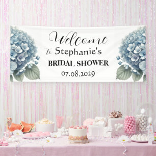 Hydrangea Blue Flowers Rustisches Brautparty Banner