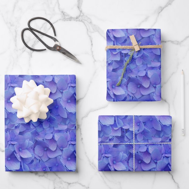 Hydrangea Blue Geschenkpapier Set (Vorderseite)