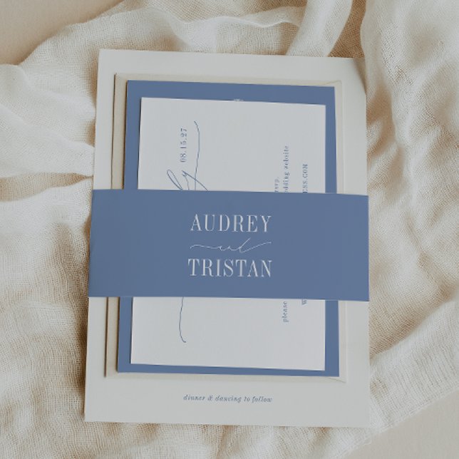 HYDRANGEA Blue Minimalist  Einladungsbanderole (Von Creator hochgeladen)