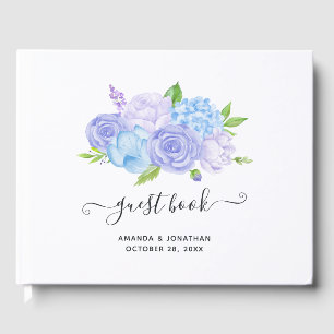 Hydrangea Blue und Light Lavender Wedding Guest Bo Gästebuch