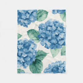 Hydrangea Blues Floral Watercolor Botanical Blooms Fleecedecke