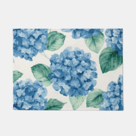 Hydrangea Blues Floral Watercolor Botanical Blooms Fußmatte