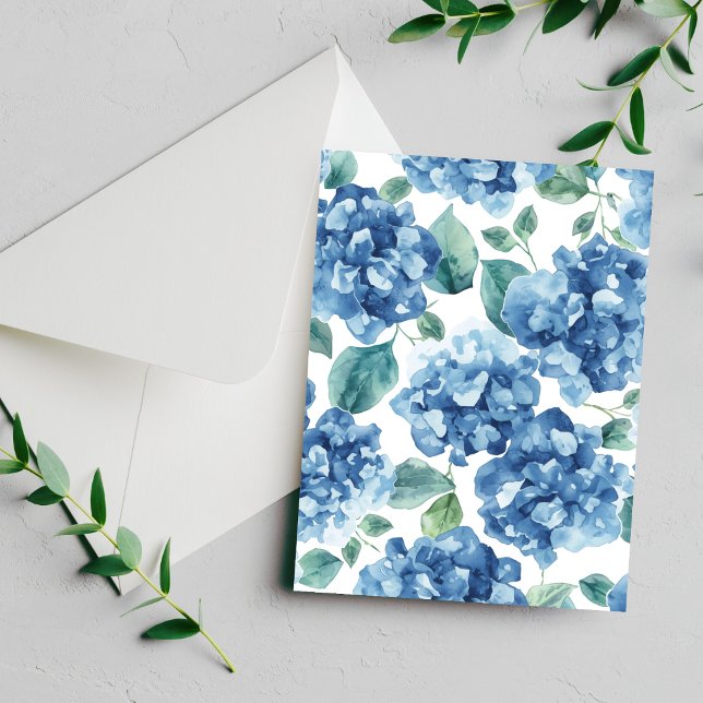 Hydrangea Blues | Watercolor Blooms Blumenkarte (Von Creator hochgeladen)
