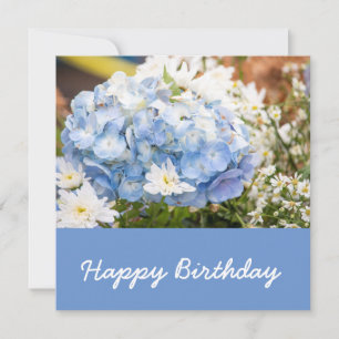 Hydrangea Blume blauer Hintergrund Geburtstag Karte