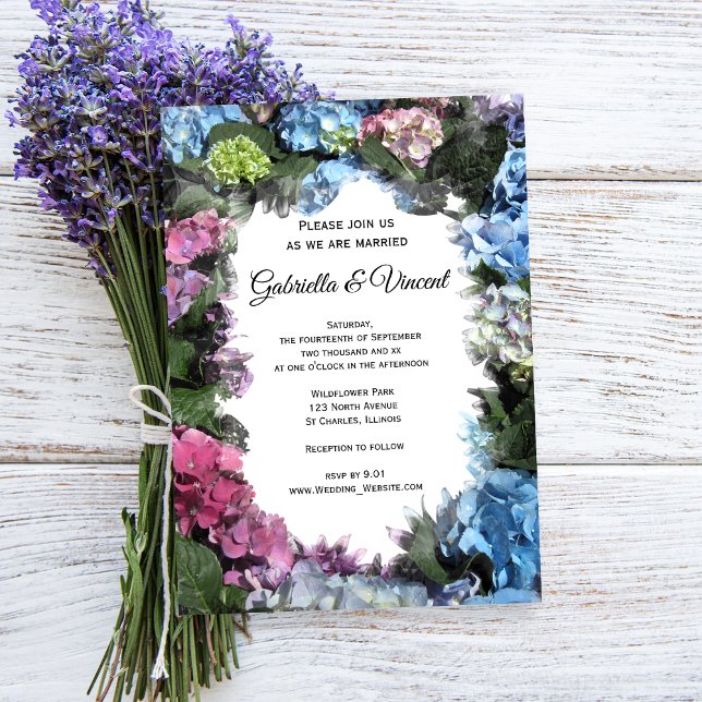 Hydrangea-Blume Einladung (Invite guests to your garden party marriage with the Hydrangea Flower Frame Wedding Invitation.)