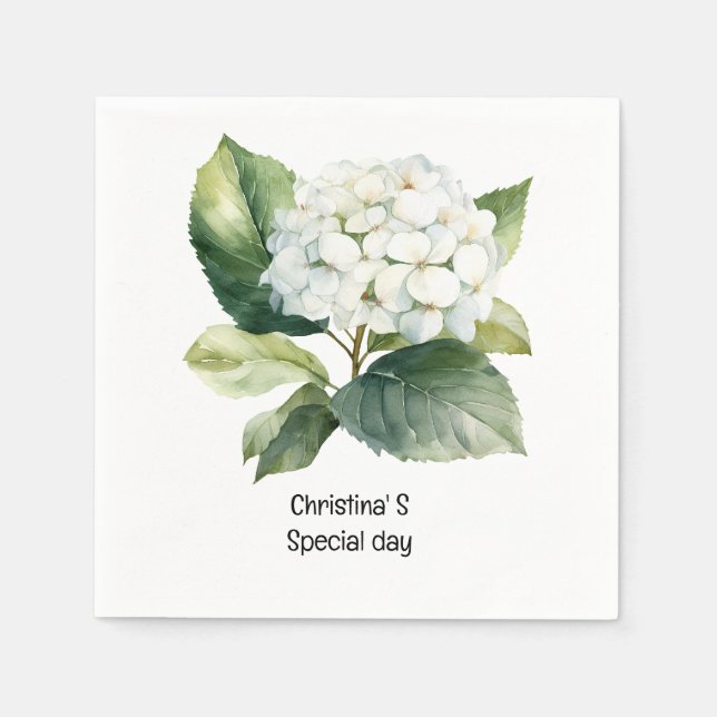 Hydrangea Blume Flora Liebhaber der Wasserfarbe Serviette (Vorderseite)