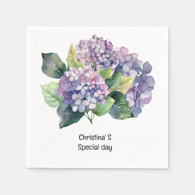 Hydrangea Blume Flora Liebhaber der Wasserfarbe Serviette (Vorderseite)
