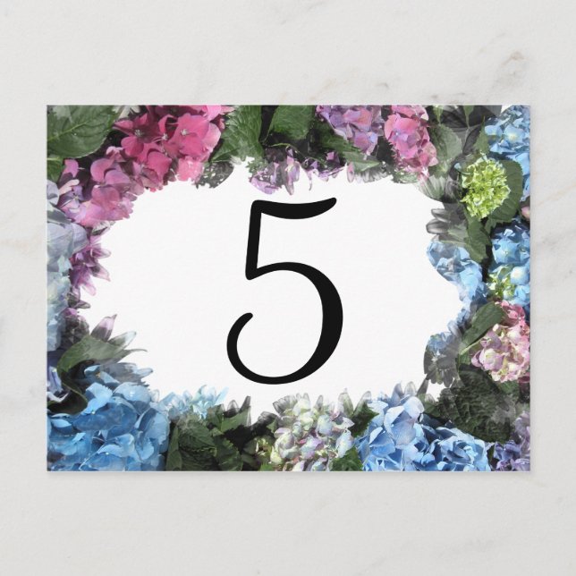 Hydrangea Blume Frame Tischnummern (Vorderseite)
