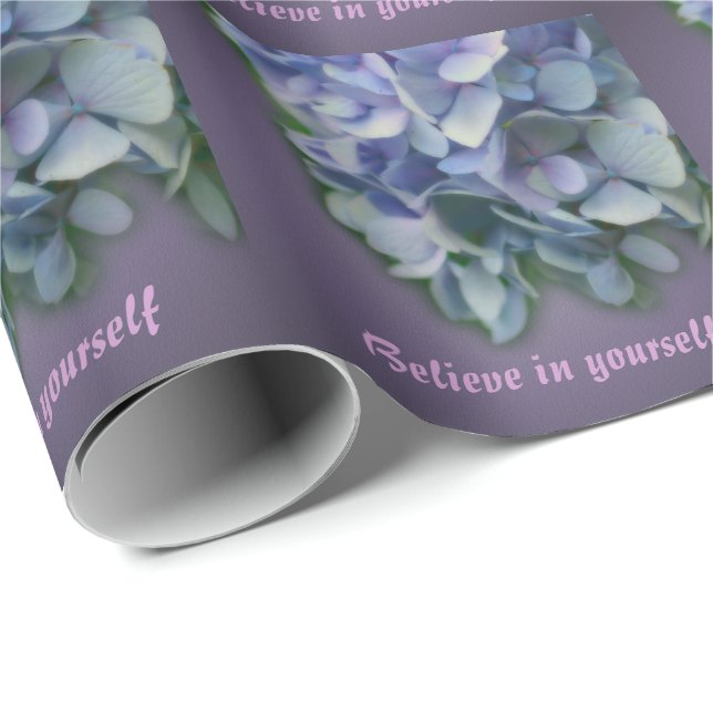 Hydrangea-Blume glaubt an Inspiration  Geschenkpapier (Rolleneckpunkt)