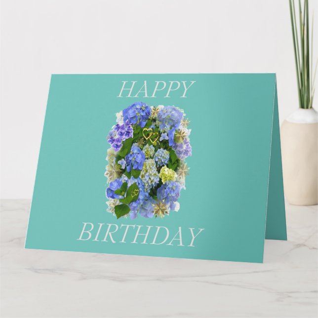 HYDRANGEA BLUME GLÜCKLICH BIRTHTAG KARTE (Vorderseite)