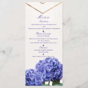 Hydrangea Blume & Gold Elegante Wedding Menu Card Menükarte