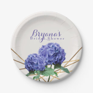 Hydrangea-Blume & Goldlinien Elegante Custom Pappteller