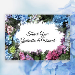 Hydrangea-Blume Hochzeit flach Danke Anmerkungen Mitteilungskarte