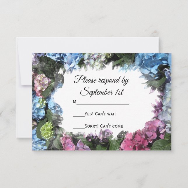 Hydrangea-Blume Hochzeit-RSVP-Reaktion RSVP Karte (Vorderseite)