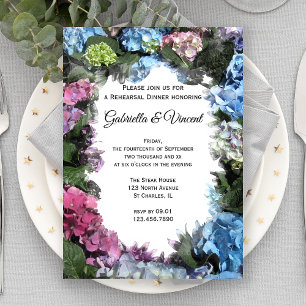 Hydrangea-Blume Hochzeitsessen Probe Einladung