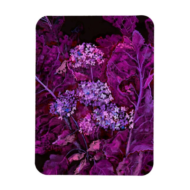 Hydrangea Blume Horseradish Floral Art Lila Magnet (Vertikal)