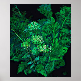 Hydrangea Blume & Horseradish Schwarz Grün Poster