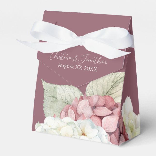 Hydrangea-Blume in Rosa und Weiß Geschenkschachtel (Vorderseite)