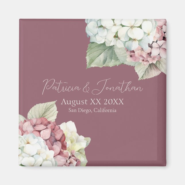 Hydrangea-Blume in Rosa und Weiß Magnet (Vorne)