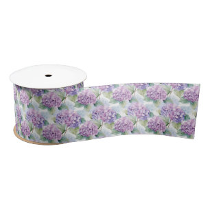 Hydrangea Blume Lilac Blue Cream Floral Muster Satinband