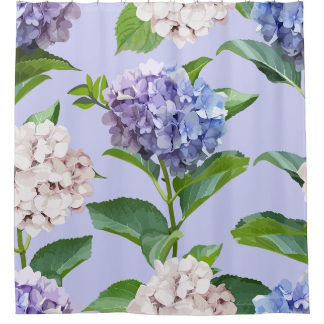 Hydrangea-Blume: mehrfarbige Blumenstruktur. Duschvorhang (Vorderseite)