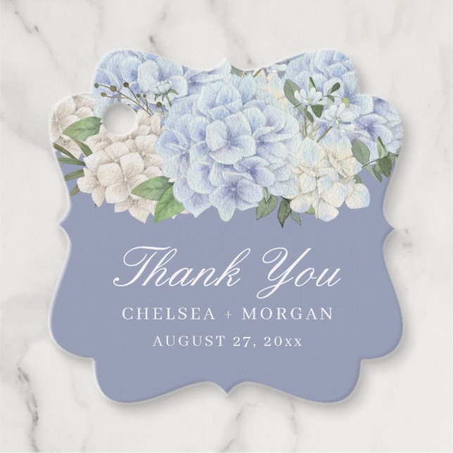 Hydrangea Blume Periwinkle Lila Wedding Party Geschenkanhänger (Vorderseite)
