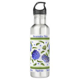 Hydrangea-Blume Personalisierte botanische Kunst Edelstahlflasche