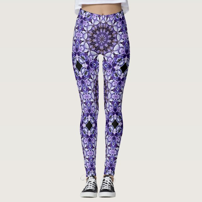 Hydrangea Blume Petals Abstrakt Art Pattern Leggings (Vorderseite)