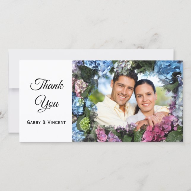 Hydrangea Blume Rahmen Hochzeit Danke Foto (Vorderseite)