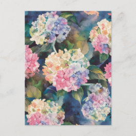 Hydrangea-Blume Wasserfarben-Muster-Leere Postkarte