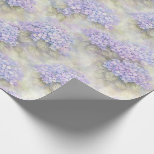 Hydrangea-Blumen-Geschenkpapier | Elegantes Blau u Geschenkpapier (Ecke)