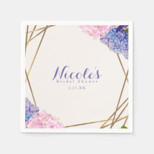 Hydrangea-Blumen & Gold Elegante Frühlingshochzeit Serviette