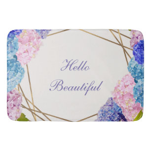 Hydrangea-Blumen & Gold Floral Chic Frühling Badematte