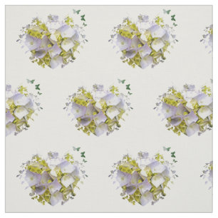 Hydrangea-Blumen in einem Herzen Stoff