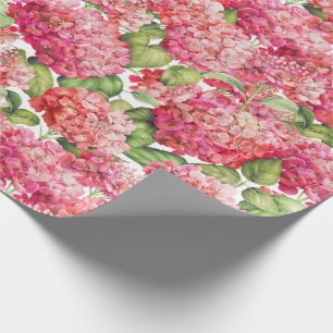 Hydrangea-Blumen-Korallenrosa-Muster Geschenkpapier