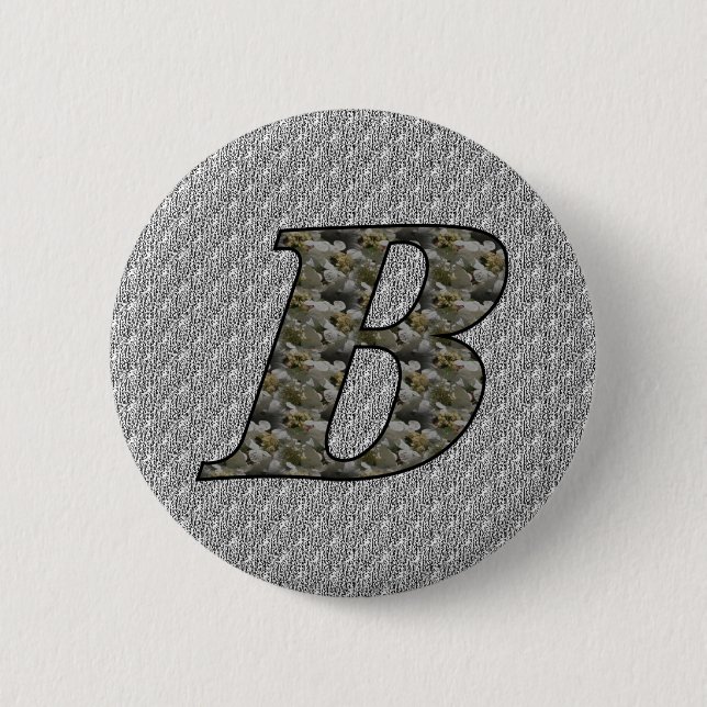 Hydrangea-Blumen mit Monogramm-Anfang B Button (Vorderseite)
