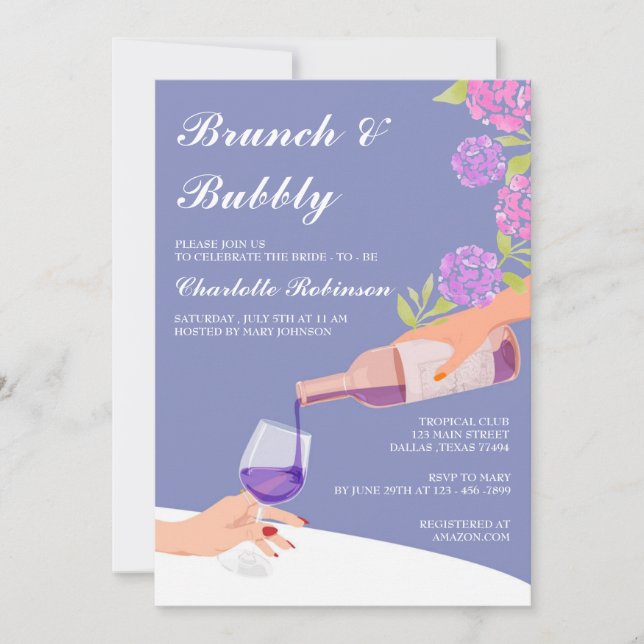Hydrangea Blumenbrunch und Brautparty Einladung (Vorderseite)