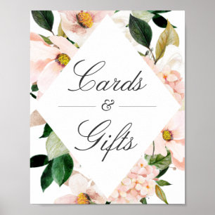 Hydrangea Blush Pink Blumenkarten und Geschenkzeic Poster