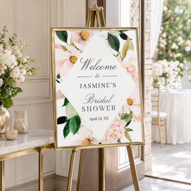 Hydrangea Blush Pink Brautparty Zeichen Poster (Von Creator hochgeladen)